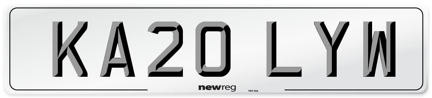 KA20 LYW Number Plate from New Reg